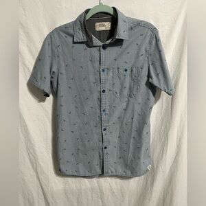 Mens Small Free Planet Paper Airplane Button Up